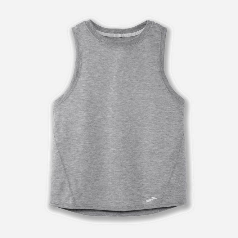 Brooks Distance Israel - Women's Running Tank Top - Heather Ash/Grey (67430-CPNV)